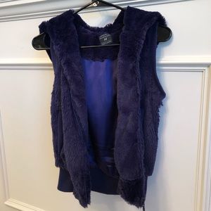 Deep purple faux fur vest with hood